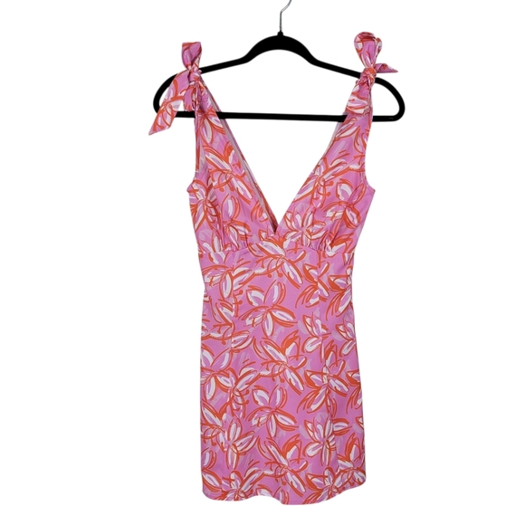 Princess Polly Island Times Mini Dress Size 2 Pink Floral Tie Shoulders New - Picture 4 of 13